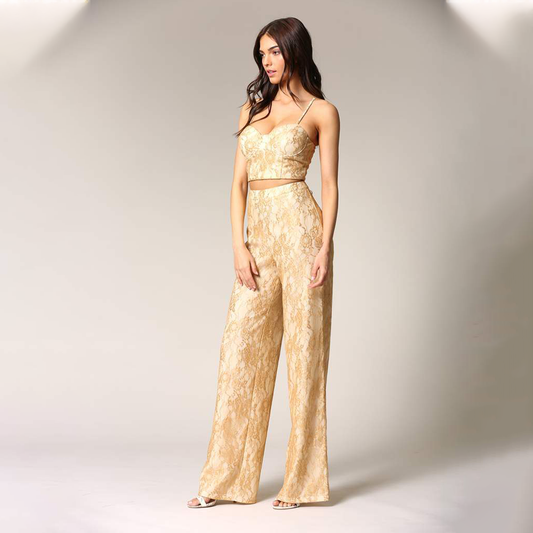 Two-piece Gold Lace Set