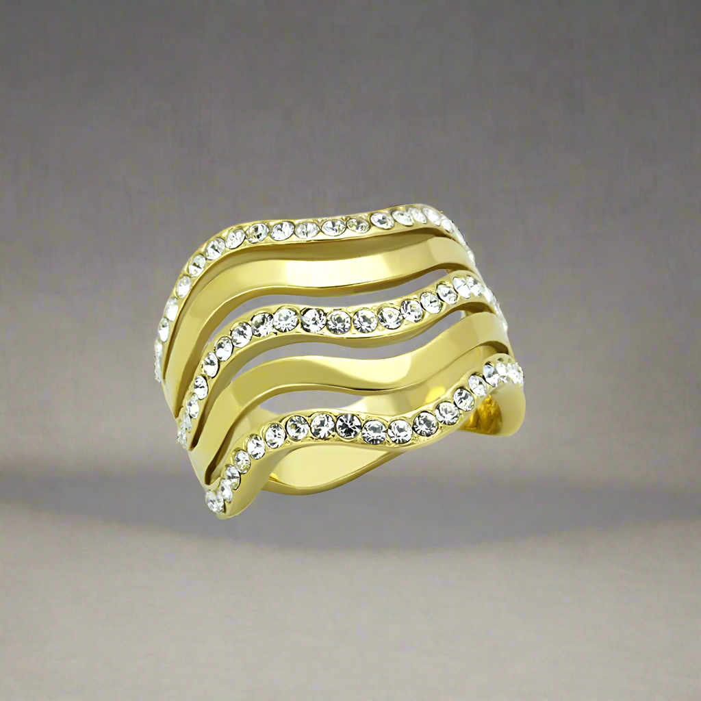 Women's Stainless Steel Synthetic Crystal Rings