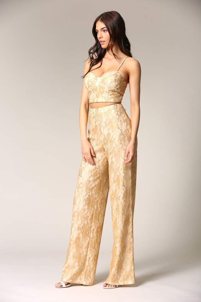 Two-piece Gold Lace Set