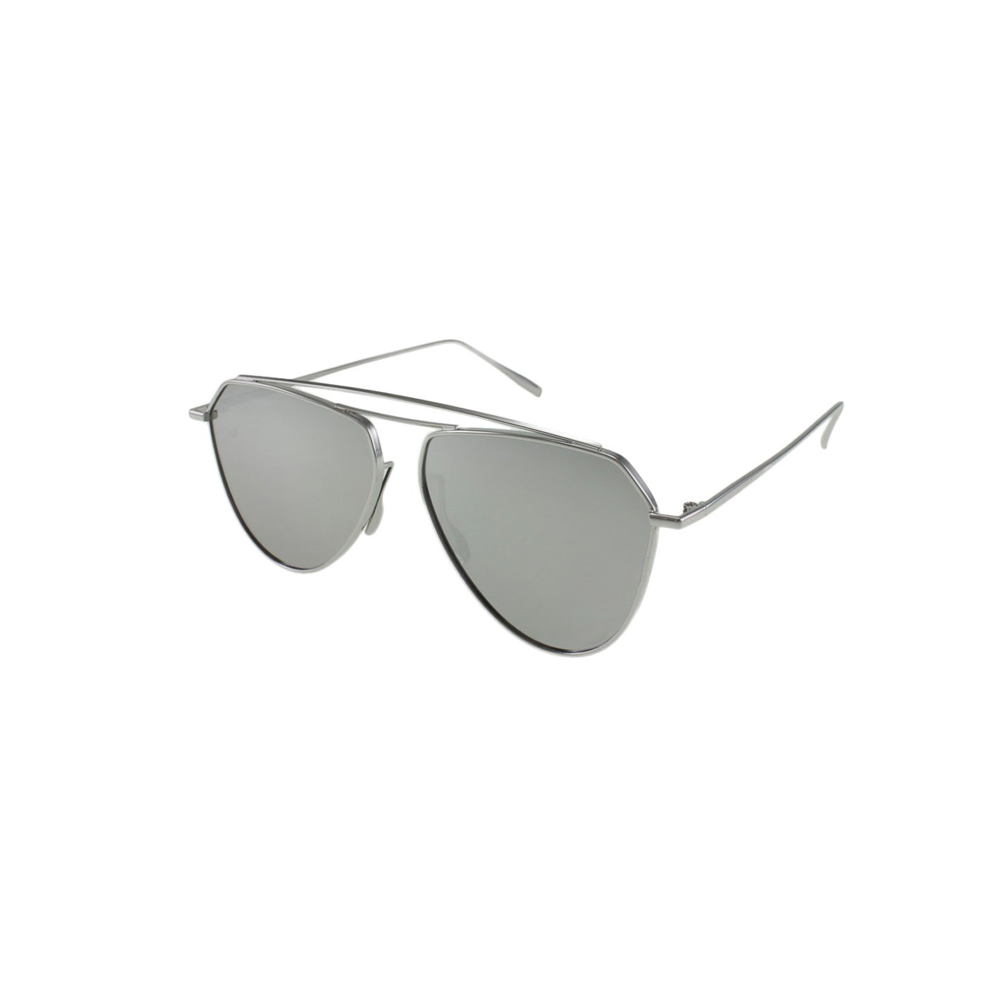 Flat Lens Aviator Sunglasses in Silver